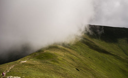 View of mountain during foggy weather