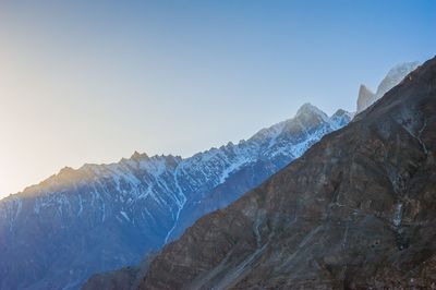 Scenic view of mountains against clear sky