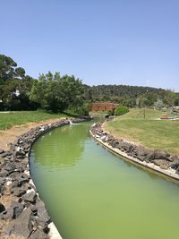 Scenic view of river against clear sky