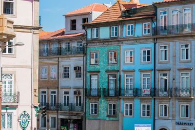 Low angle view of residential buildings in city