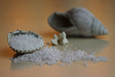 Close-up of ice cream on table