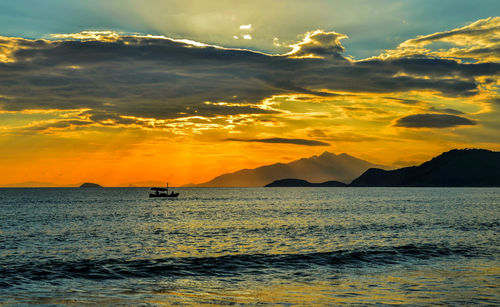 Scenic view of sea at sunset