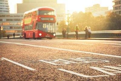 View of bus lane in london city