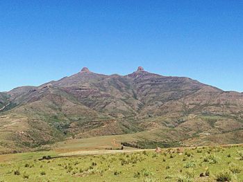 Scenic view of mountains against clear sky