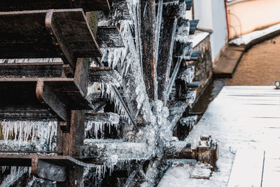 Snow covered built structure in winter