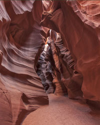 Low angle view of rock formation in antelope canyon