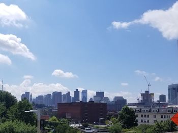 Buildings against blue sky