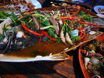 Close-up of fresh food in plate