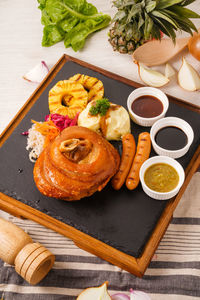 Close-up of food on table