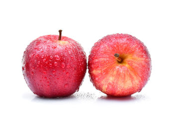 Close-up of apples on white background