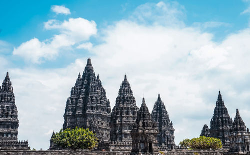 Low angle view of temple building against sky