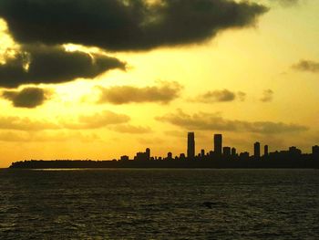 View of cityscape at sunset