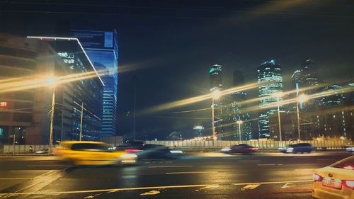 Traffic on road at night