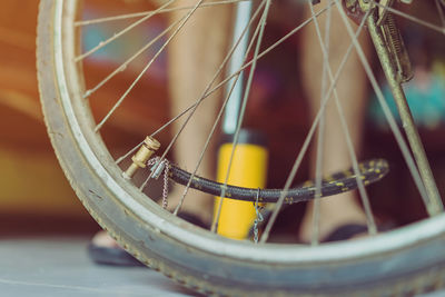 Close-up of bicycle wheel