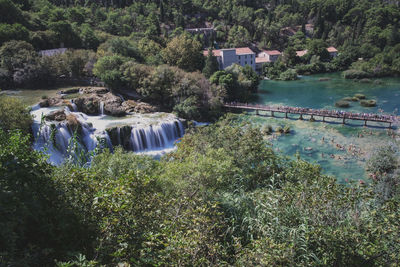 Scenic view of waterfall