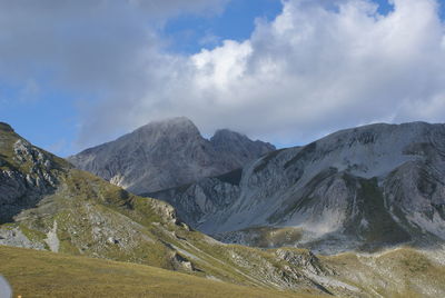 Low angle view of mountains against sky