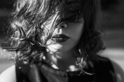 Close-up portrait of a beautiful young woman