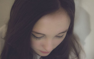 Close-up of beautiful young woman