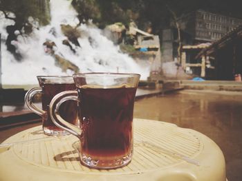 Close-up of tea served on table