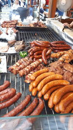 Close-up of meat on barbecue grill