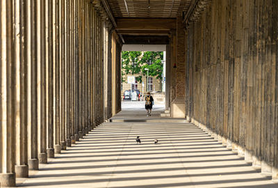 People walking on corridor of building