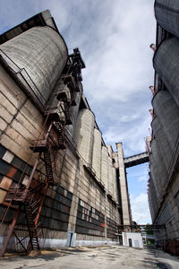 Low angle view of old industrial building in russia