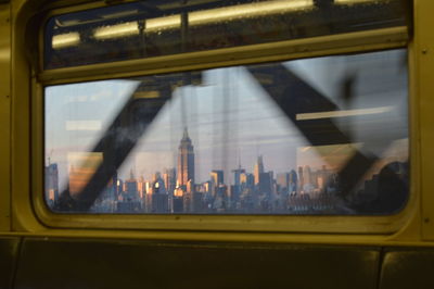 Train seen through window