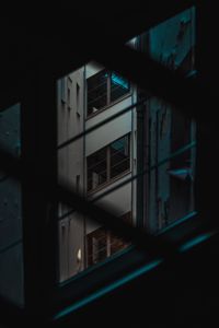 Close-up of window in city at night