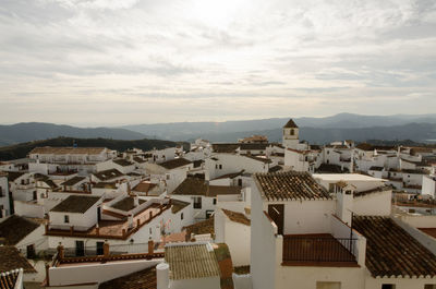 High angle view of townscape against sky