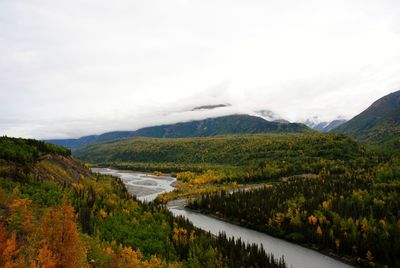 Scenic view of mountains against sky