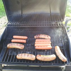 Close-up of meat on barbecue grill