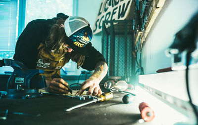 Man working on table