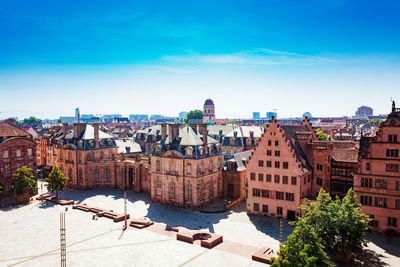 High angle view of buildings in city