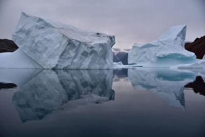 Scenic view of frozen lake against sky