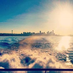 Scenic view of sea at sunset