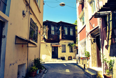 Narrow street amidst buildings in city