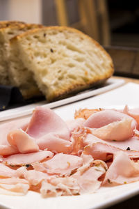 Close-up of breakfast on table