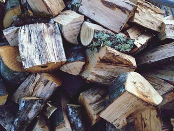 Full frame shot of wooden logs