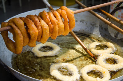 High angle view of food in container