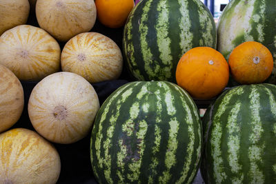 Full frame shot of pumpkins in market