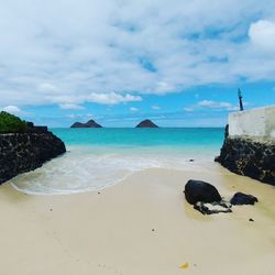 Scenic view of beach against sky