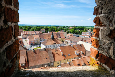 High angle view of townscape against sky