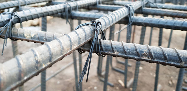Close-up of metal railing