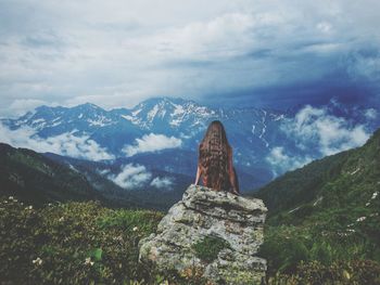 Scenic view of mountains against sky