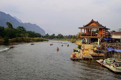 View of boats in lake