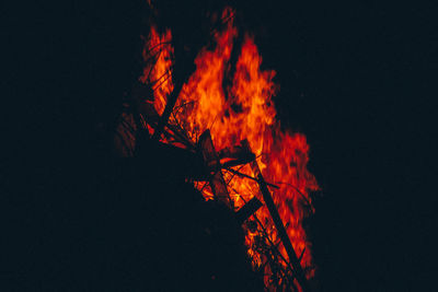 Bonfire on fire at night