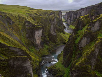 Fjadrargljufur canyon in south iceland 