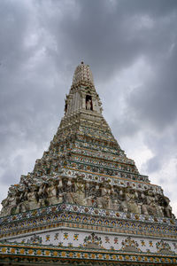 Low angle view of temple building against cloudy sky