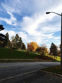 View of road against cloudy sky