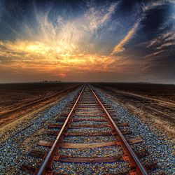 Railroad track at sunset